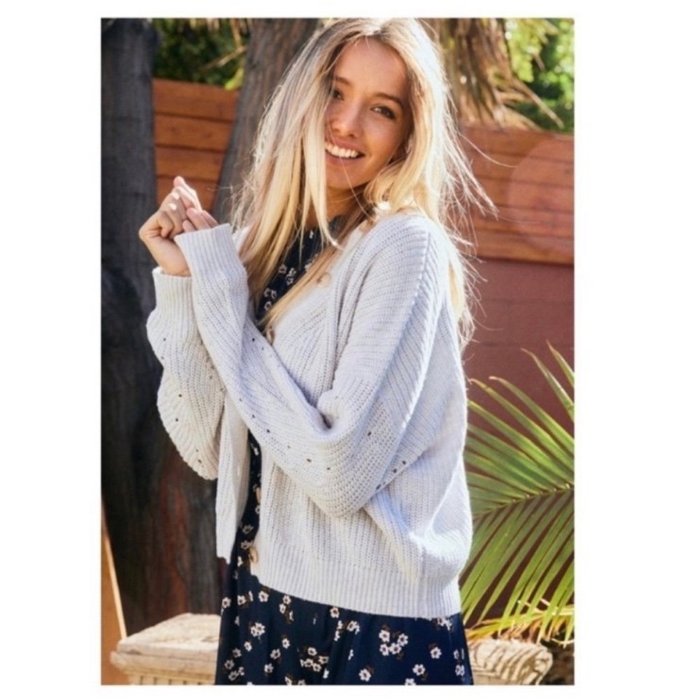 New Adorable Light Gray Button Down Cardigan